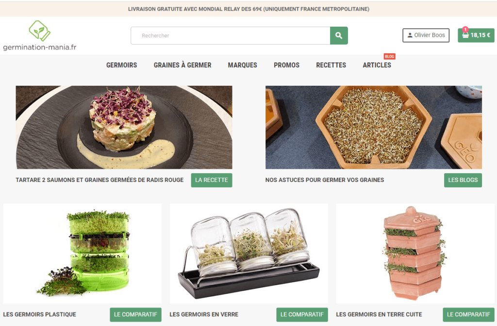 Printscreen du site germination-mania.fr